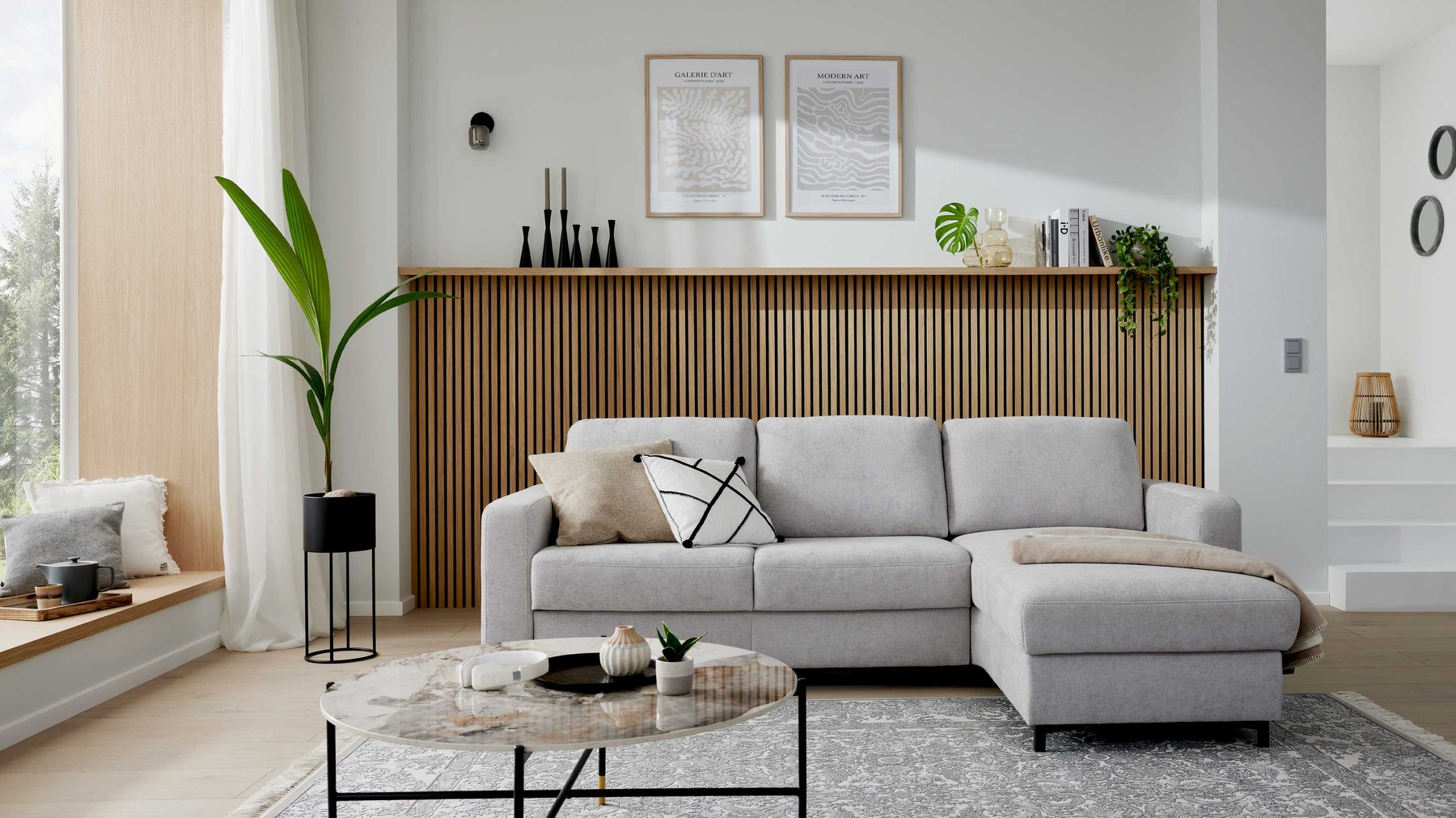 Interliving Schlafsofa Serie 4700 – Ecksofa Silber