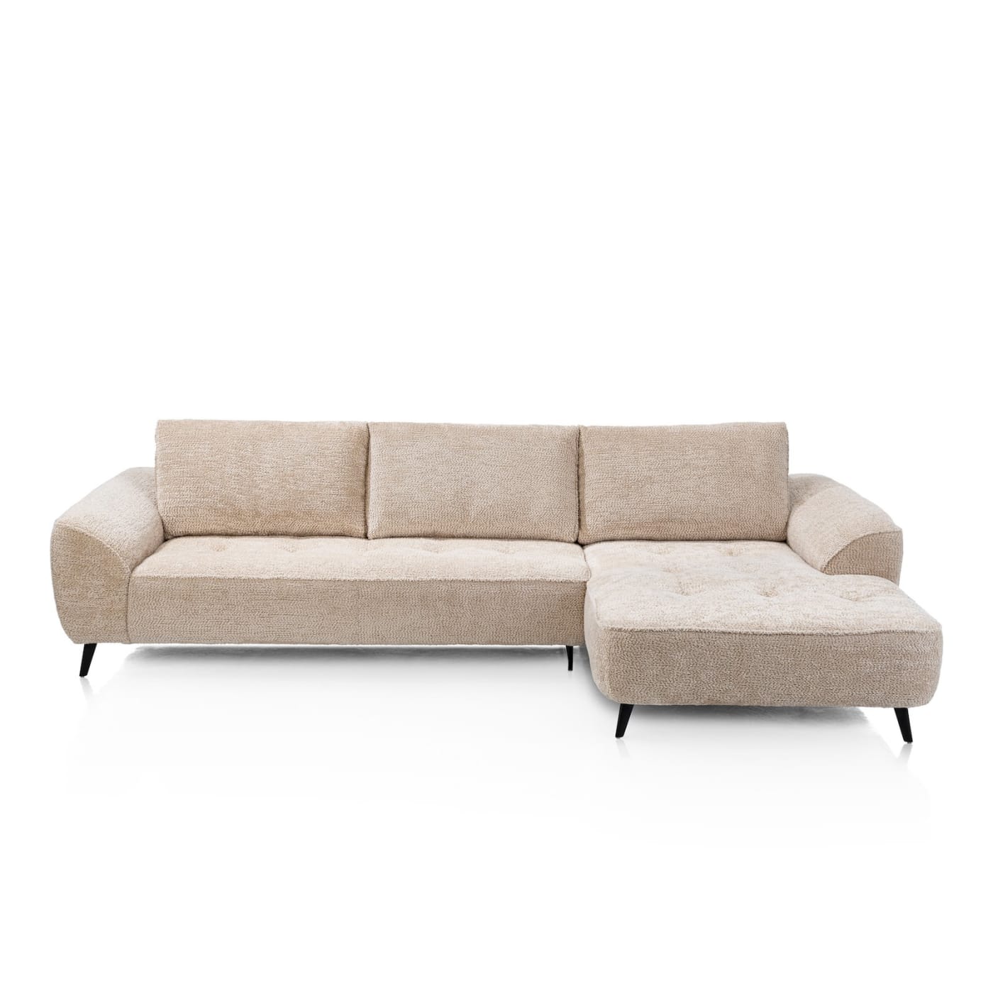 Henders & Hazel Belluno Ecksofa 3-Sitzer mit Longchair – Stoff Derby Beige