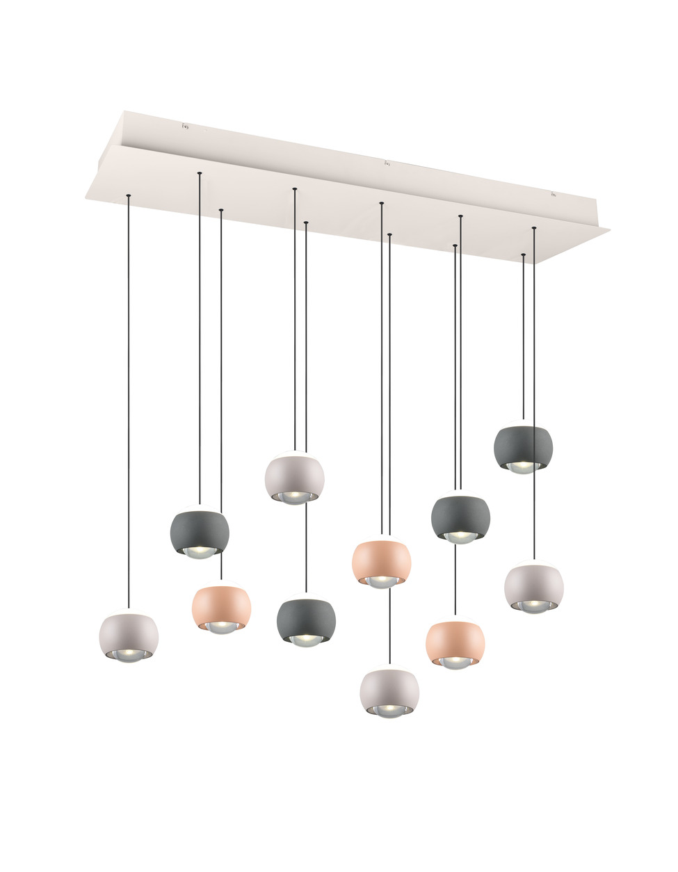 Musterring Leuchten 2.0 – Pendelleuchte in Metall anthrazit / warm grey / peach