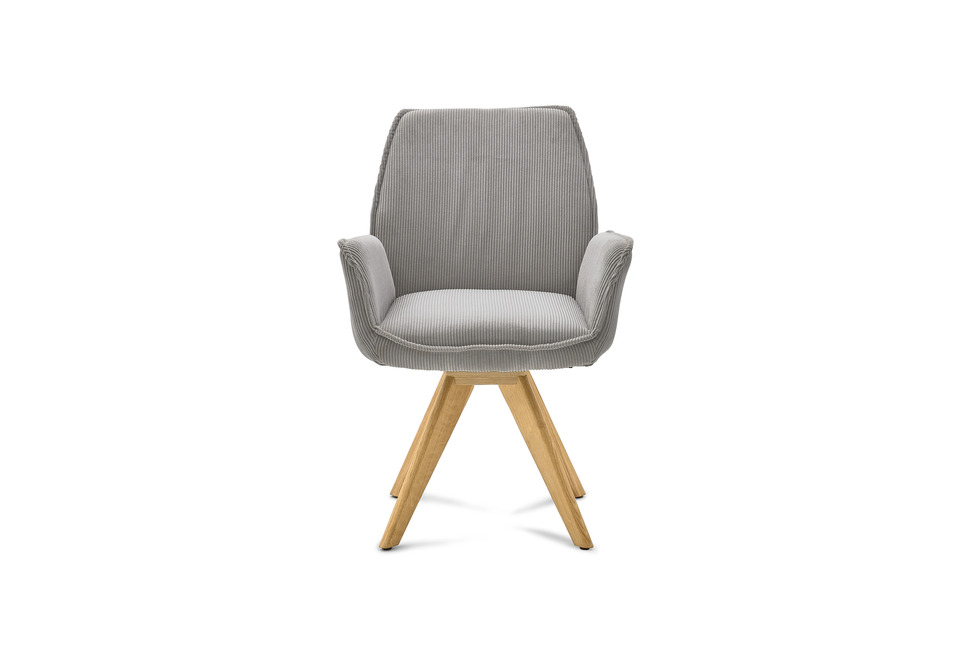 Musterring Tiama – Schalenstuhl in Cord Rebel shell mit Holzgestell
